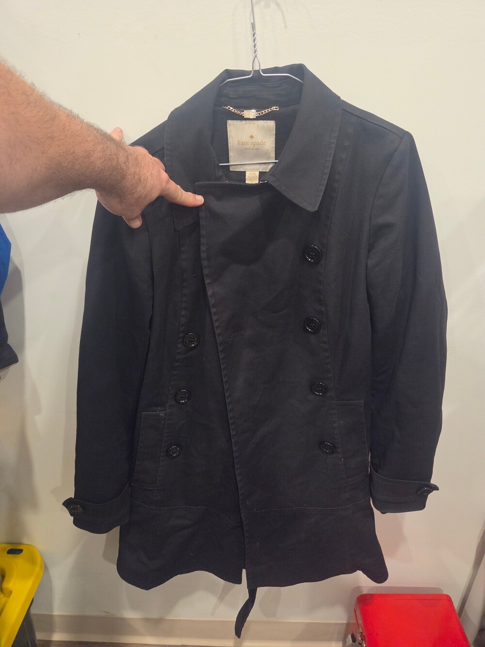 Kate Spade Double Breasted Trench Coat Medium Black